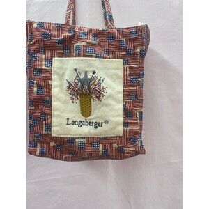 Longaberger American Flag 100% Cotton Small Double Handle Patriotic Tote Bag